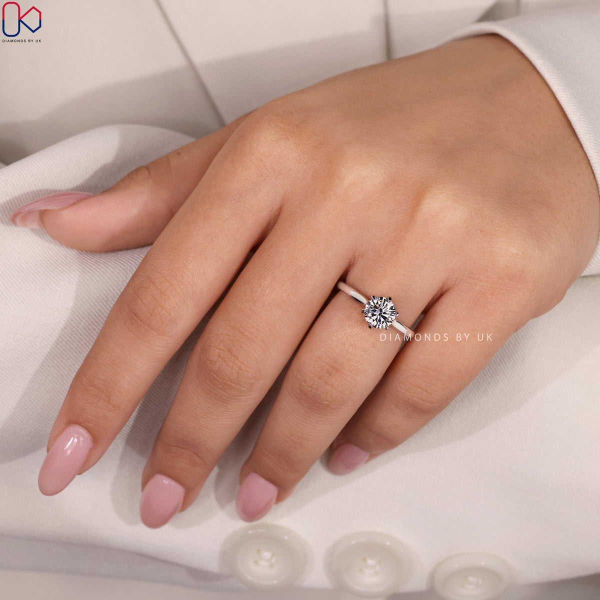 Round Solitaire Engagement Ring- White Gold