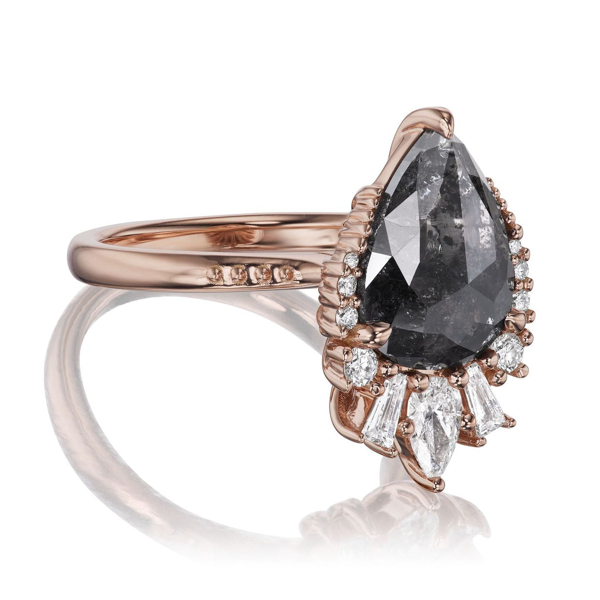 ・ARTEMIS・Pear Rose Cut Diamond Center, Diamond Accents (2.90ctw, Ready to Ship)