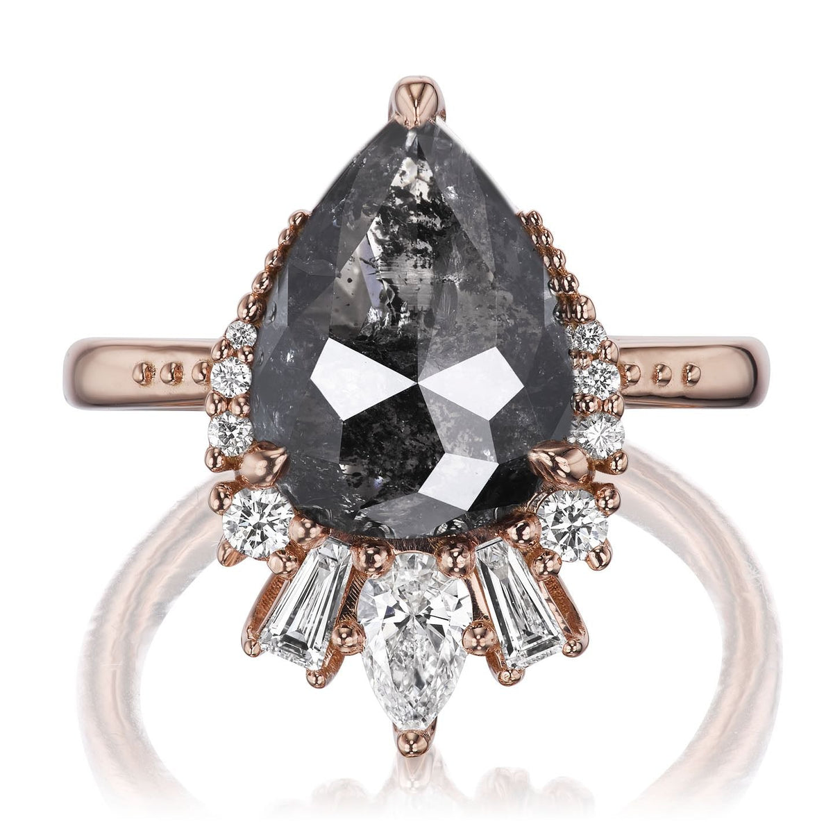 ・ARTEMIS・Pear Rose Cut Diamond Center, Diamond Accents (2.90ctw, Ready to Ship)