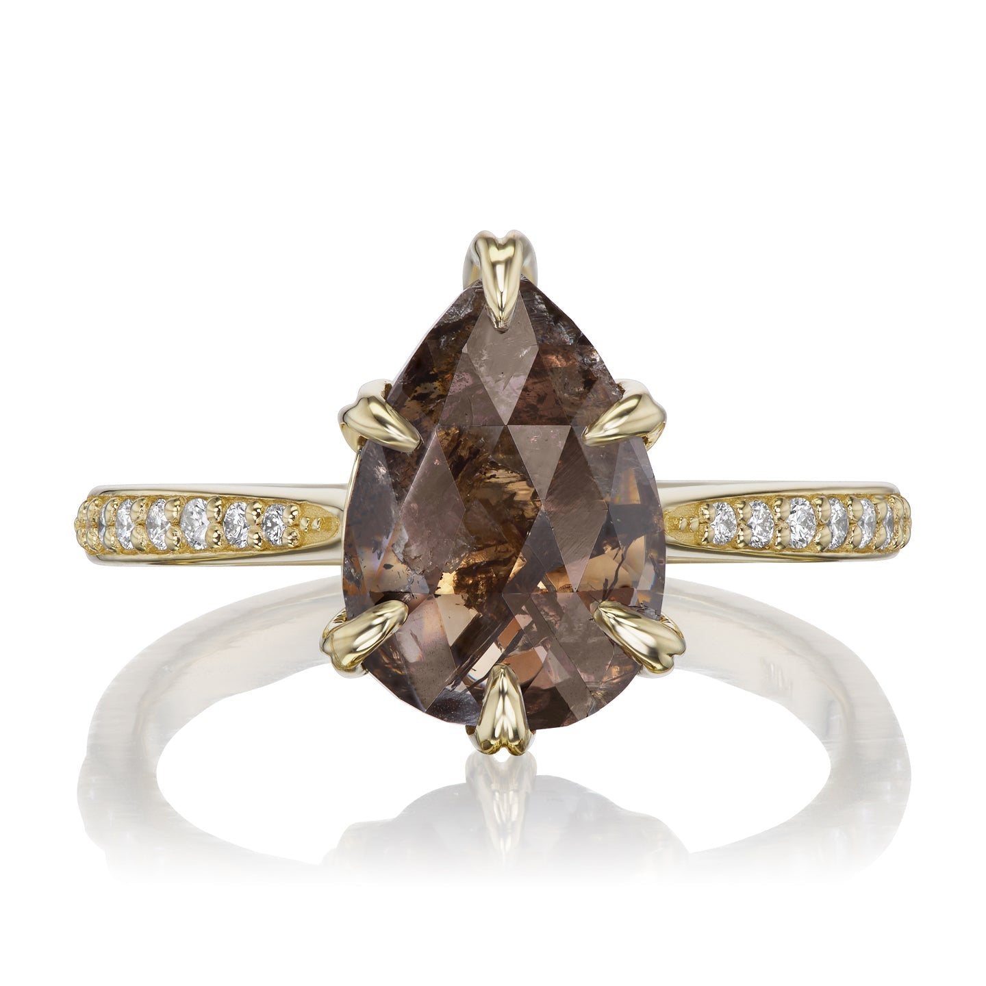 ・PETRA・Pear Rustic Cognac Diamond Center, Diamond Band (2.20ctw)