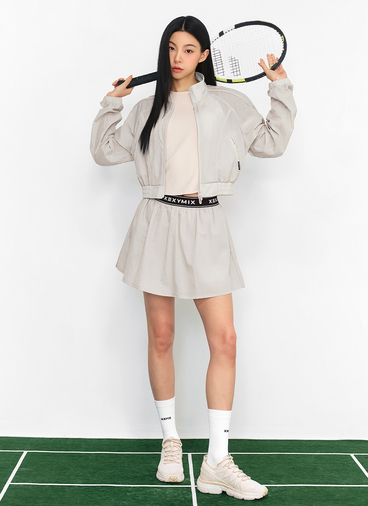 Light Woven Piping Crop Jacket