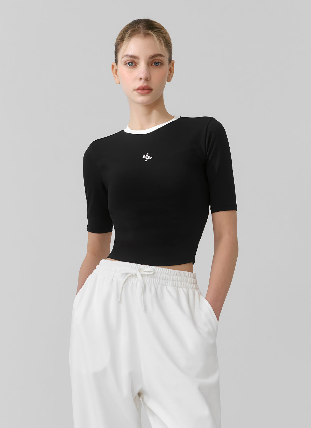 Sporty Logo Color Block Crop Top