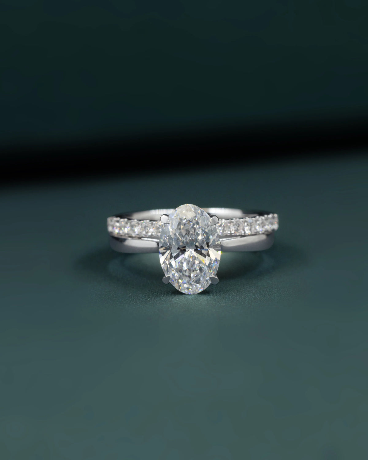 2.37 CTW Pear & Emerald Cut Lab-Grown Diamond Pave Engagement Ring