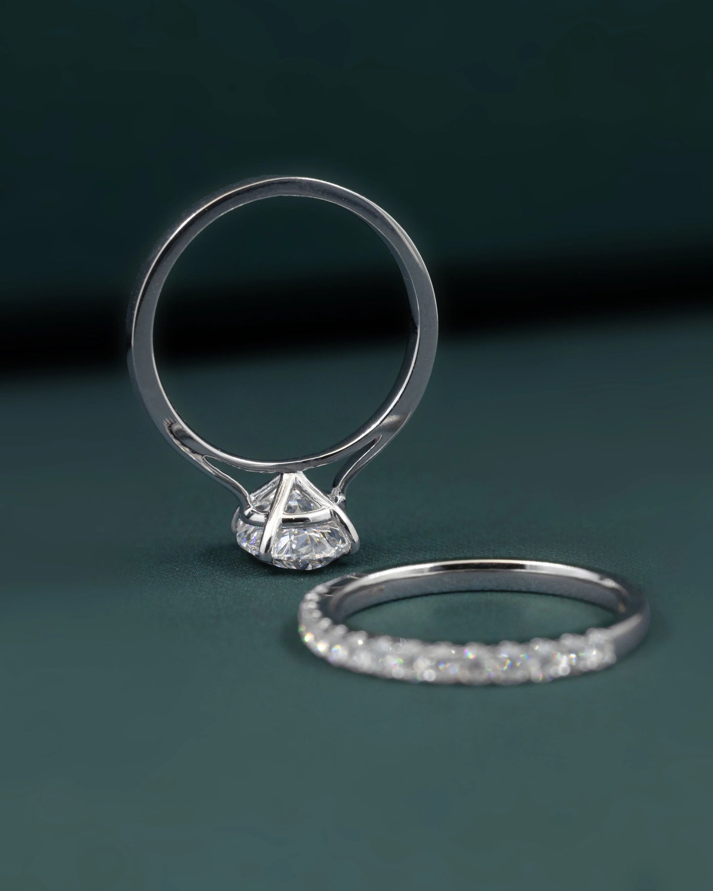 2.37 CTW Pear & Emerald Cut Lab-Grown Diamond Pave Engagement Ring