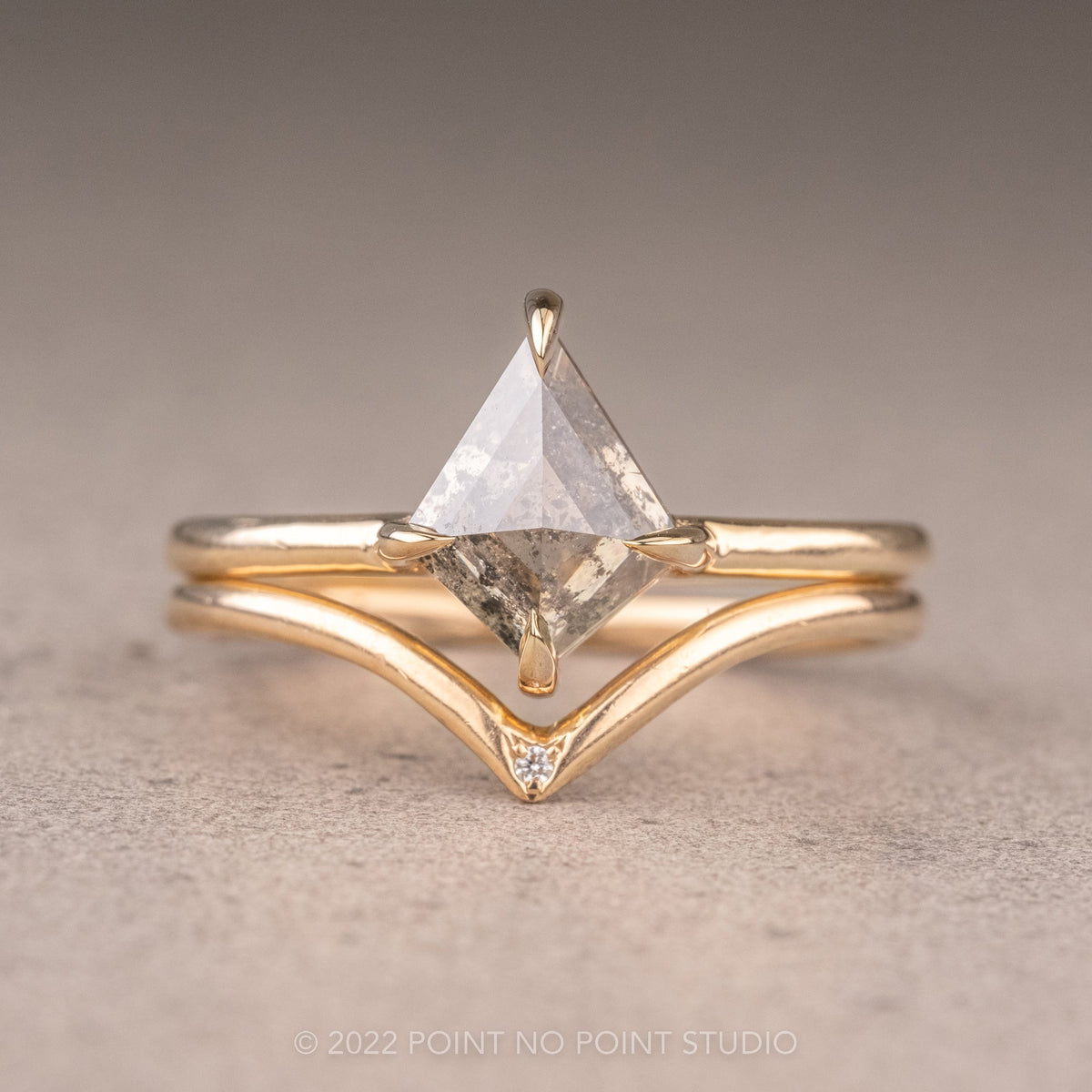 1.28 Carat Salt and Pepper Kite Diamond Engagement Ring, Jane Setting