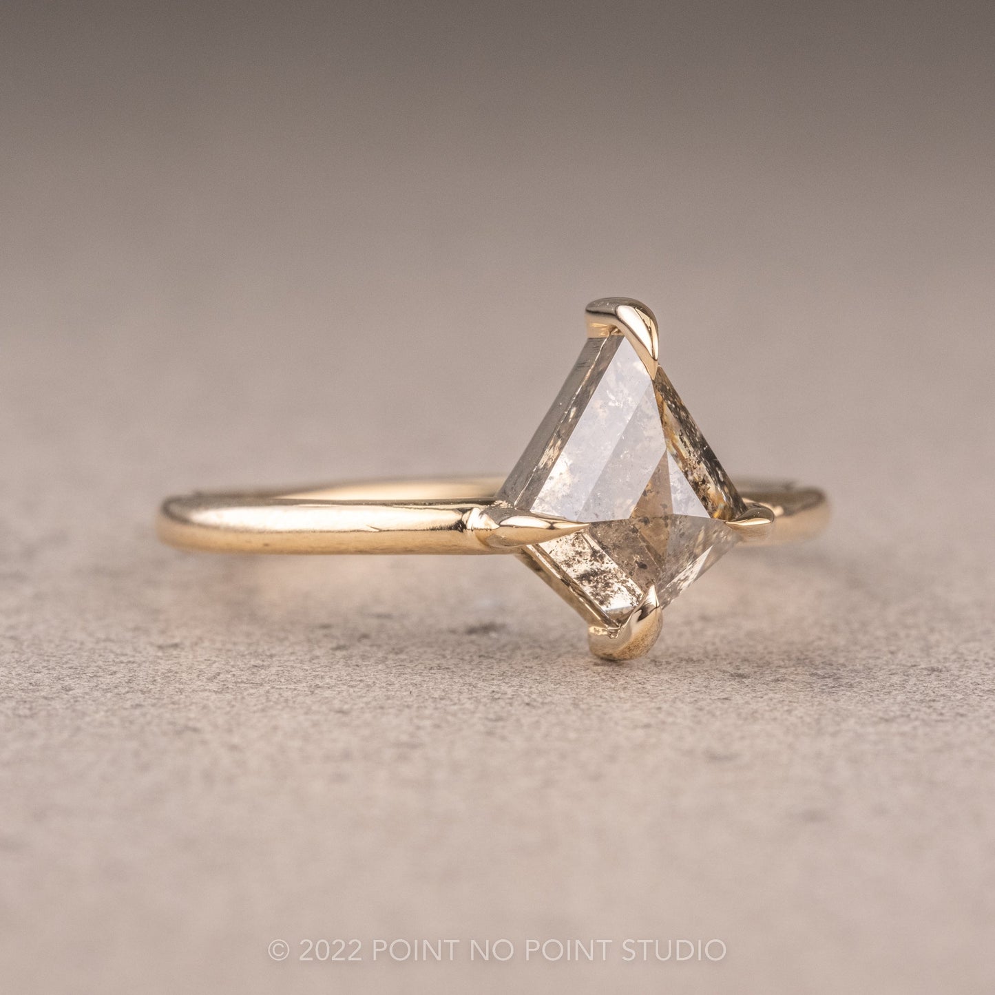 1.28 Carat Salt and Pepper Kite Diamond Engagement Ring, Jane Setting