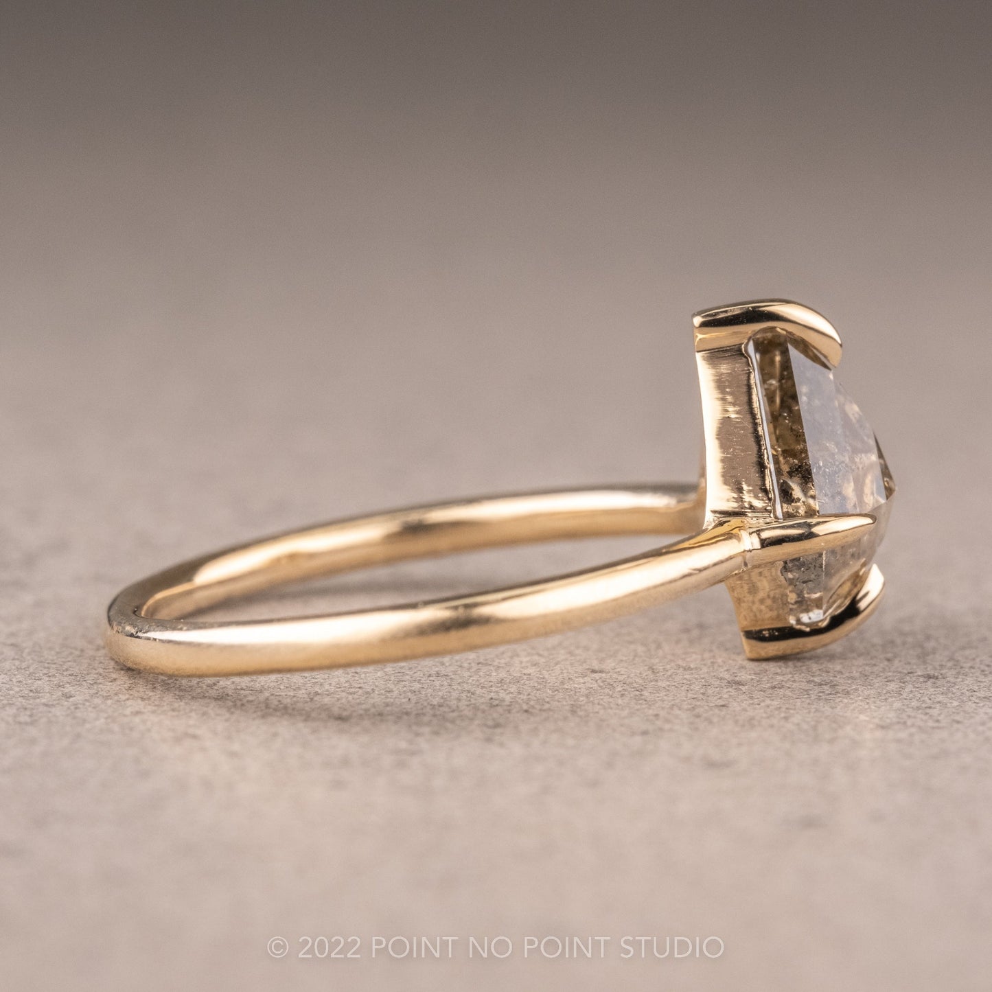 1.28 Carat Salt and Pepper Kite Diamond Engagement Ring, Jane Setting