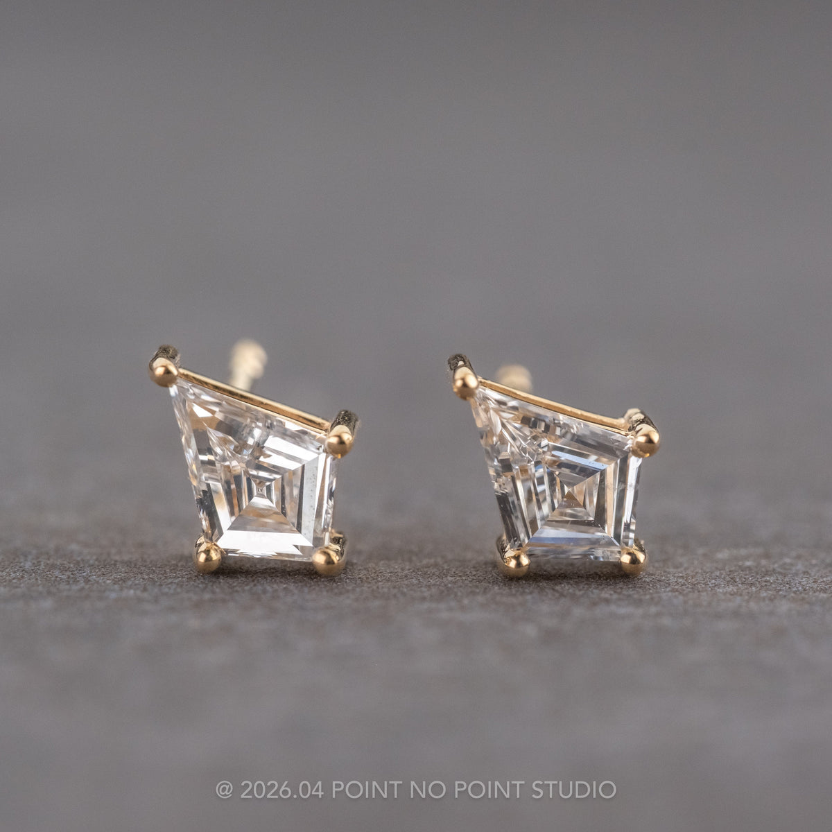 .54tcw Kite Diamond Studs, 14k Yellow Gold Earrings