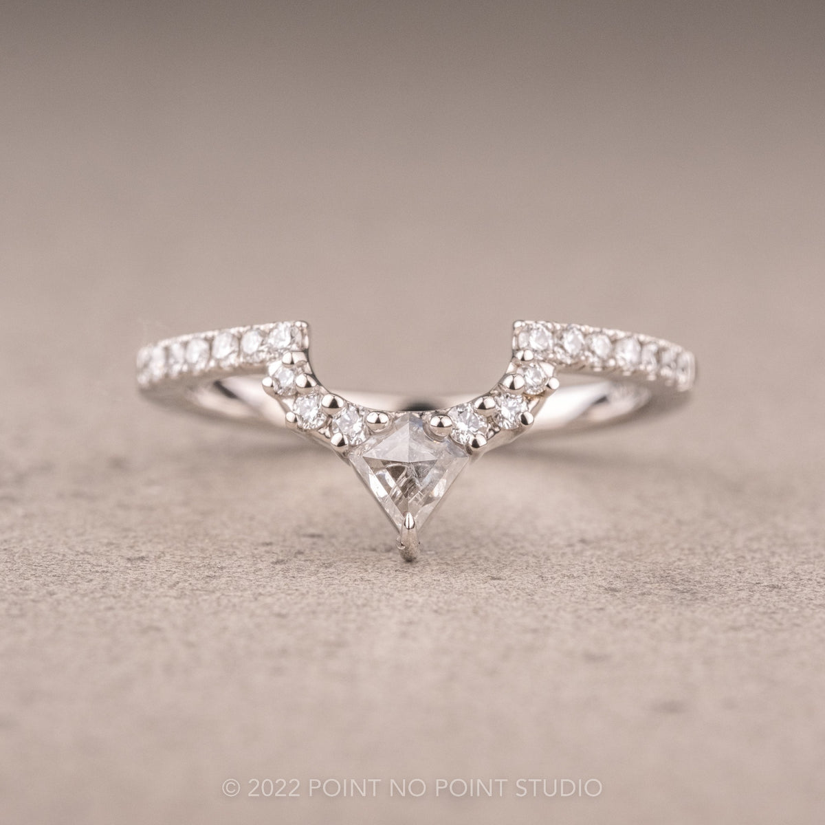 Kia Wedding Ring, Salt and Pepper Kite, 21 Diamond, Rounded Contour