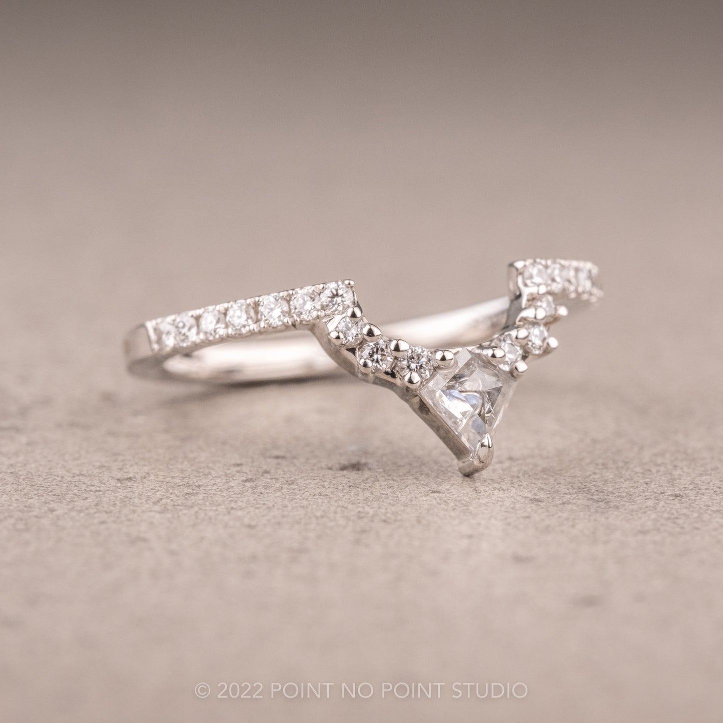 Kia Wedding Ring, Salt and Pepper Kite, 21 Diamond, Rounded Contour