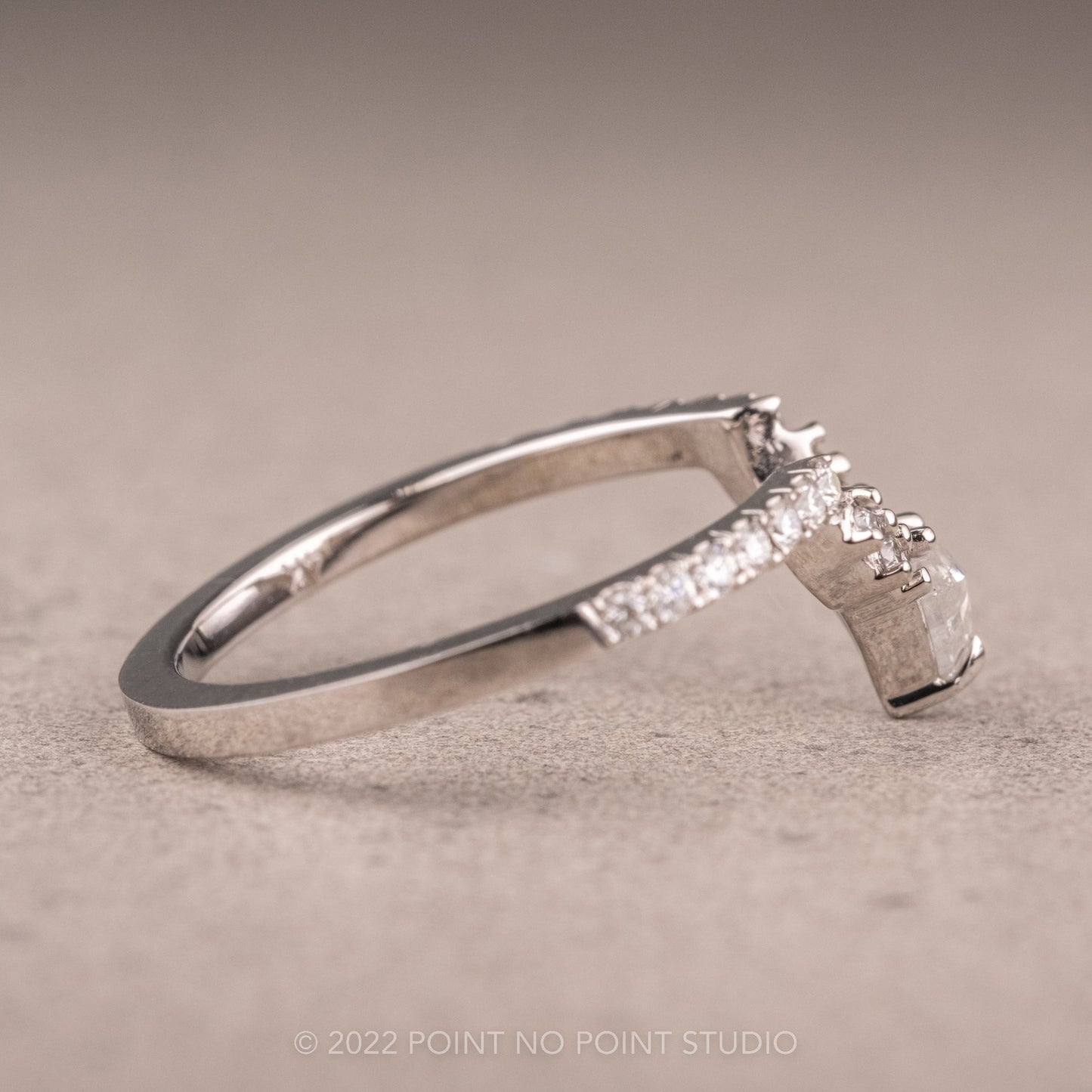Kia Wedding Ring, Salt and Pepper Kite, 21 Diamond, Rounded Contour