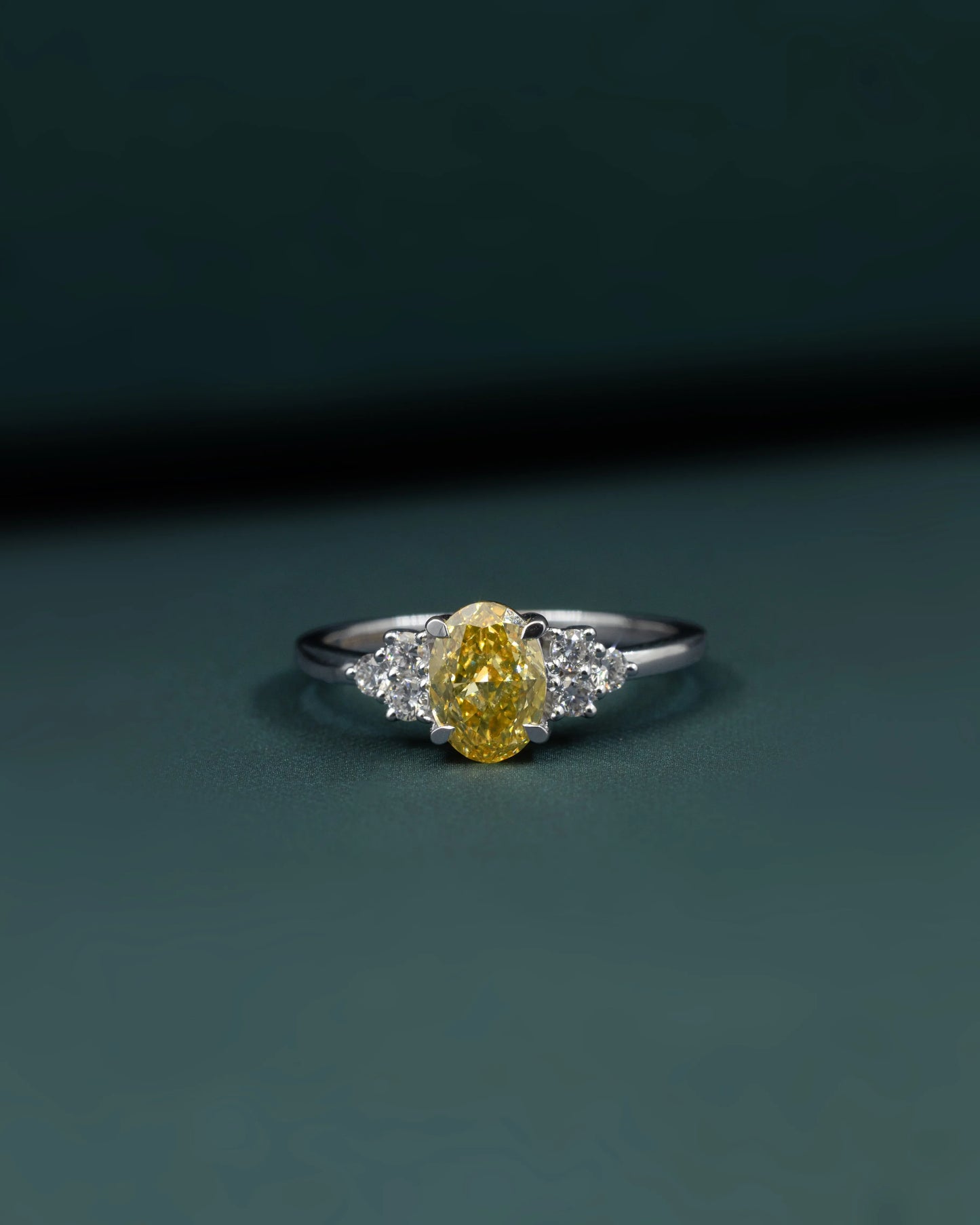 1.31 CTW Fancy Yellow Pear Cut Lab-Grown Diamond Three-Stone Ring