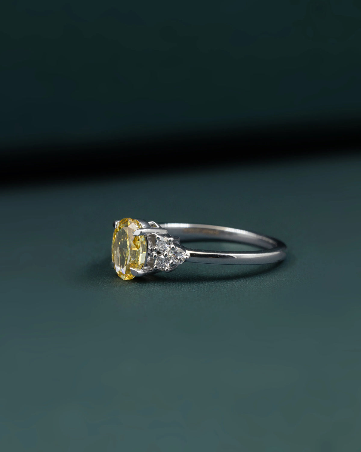 1.31 CTW Fancy Yellow Pear Cut Lab-Grown Diamond Three-Stone Ring
