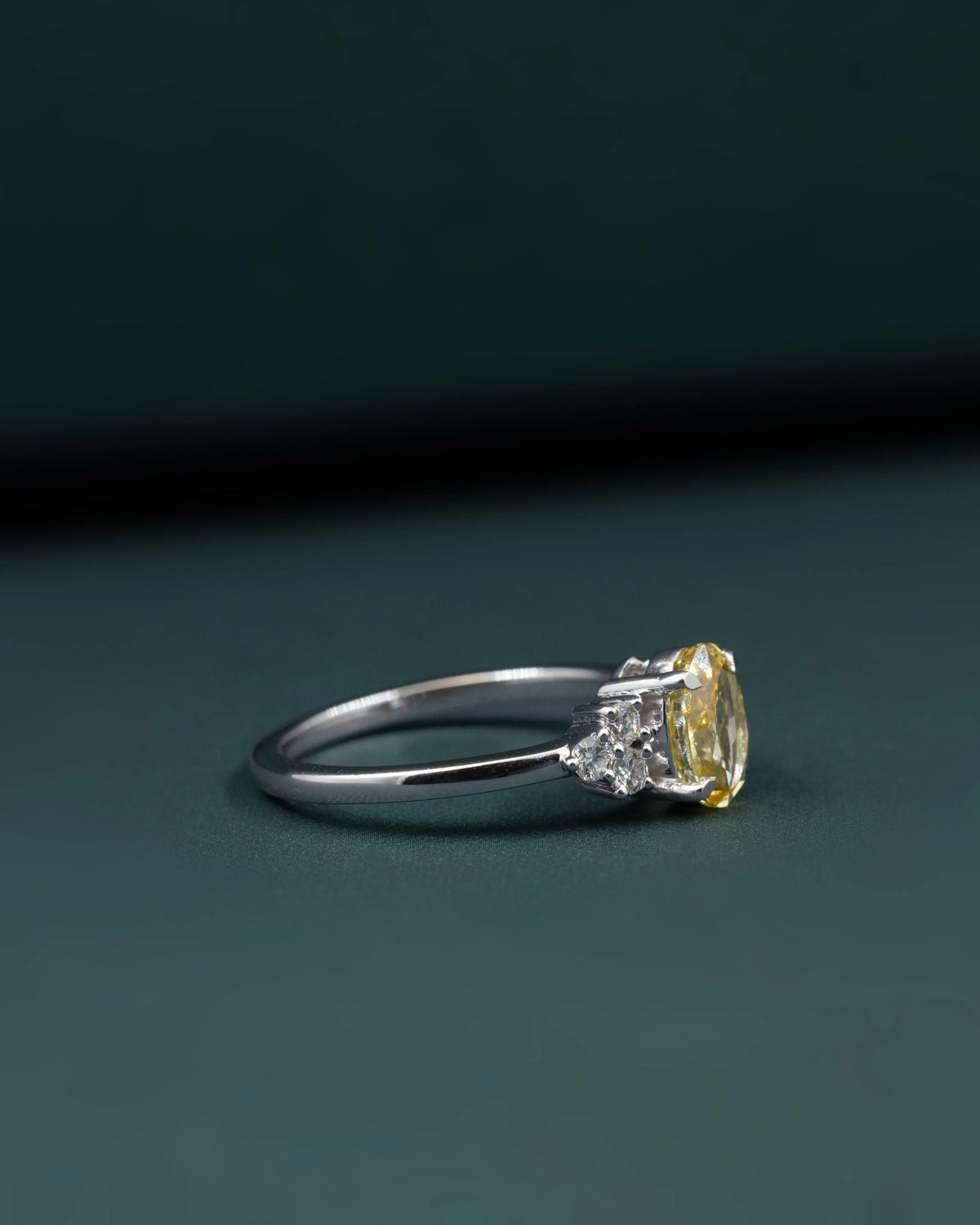 1.31 CTW Fancy Yellow Pear Cut Lab-Grown Diamond Three-Stone Ring