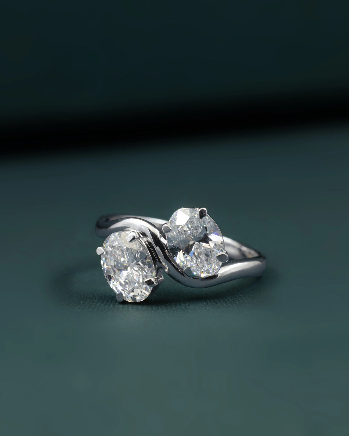 2.08 CTW Oval Cut Lab-Grown Diamond Bypass Solitaire Ring