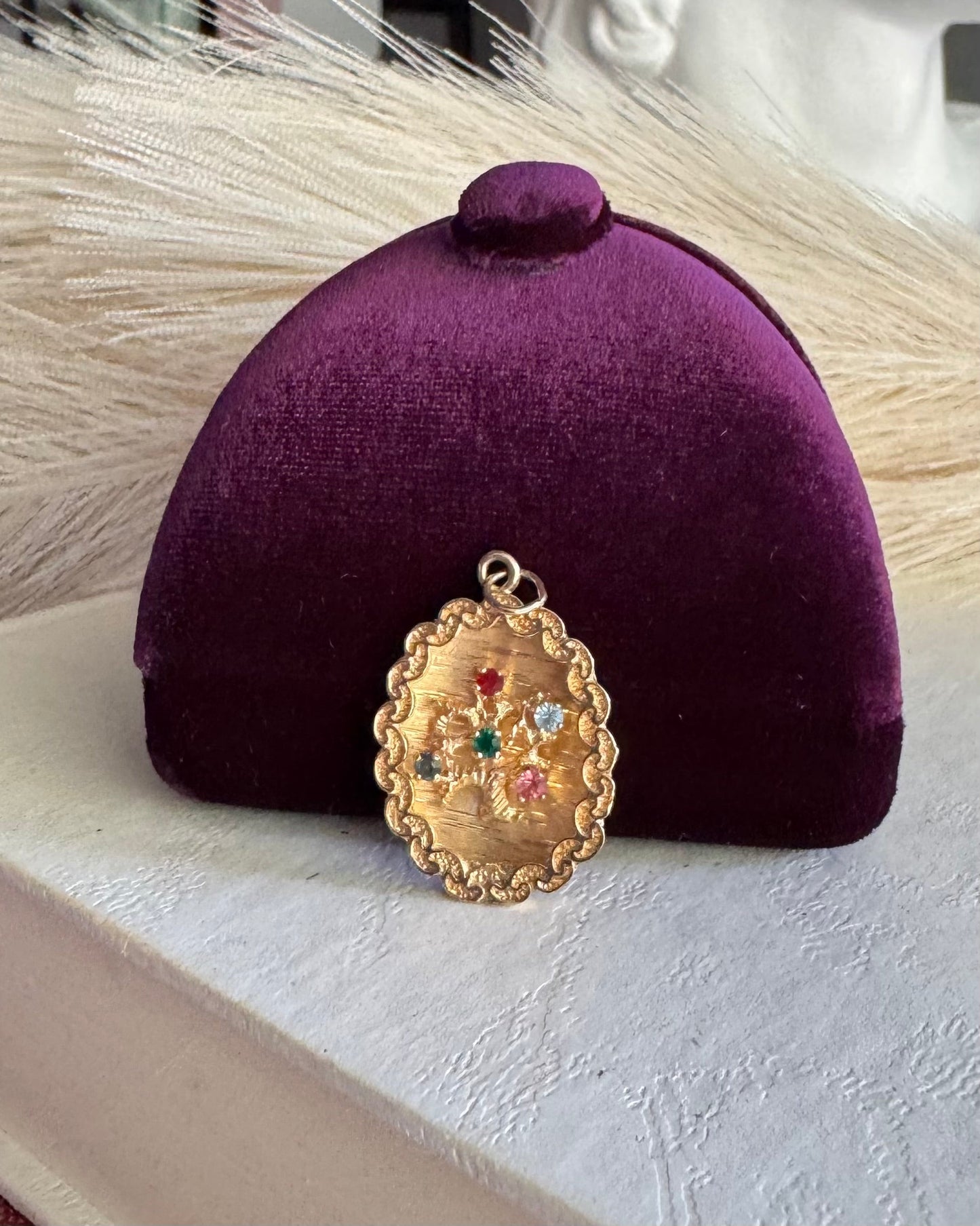 Vintage 14k Birthstone Tree Pendant