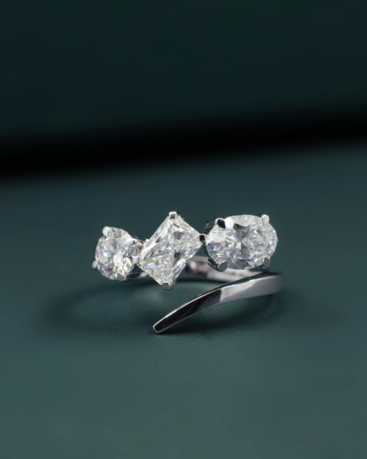 2.37 CTW Mixed-Cut Three Stone Lab-Grown Diamond Ring