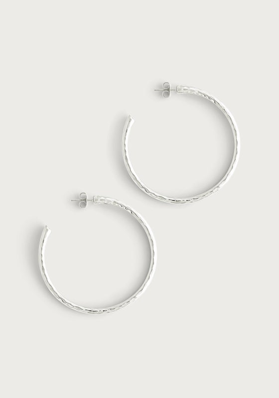 Farrier Large Hoops, Silver