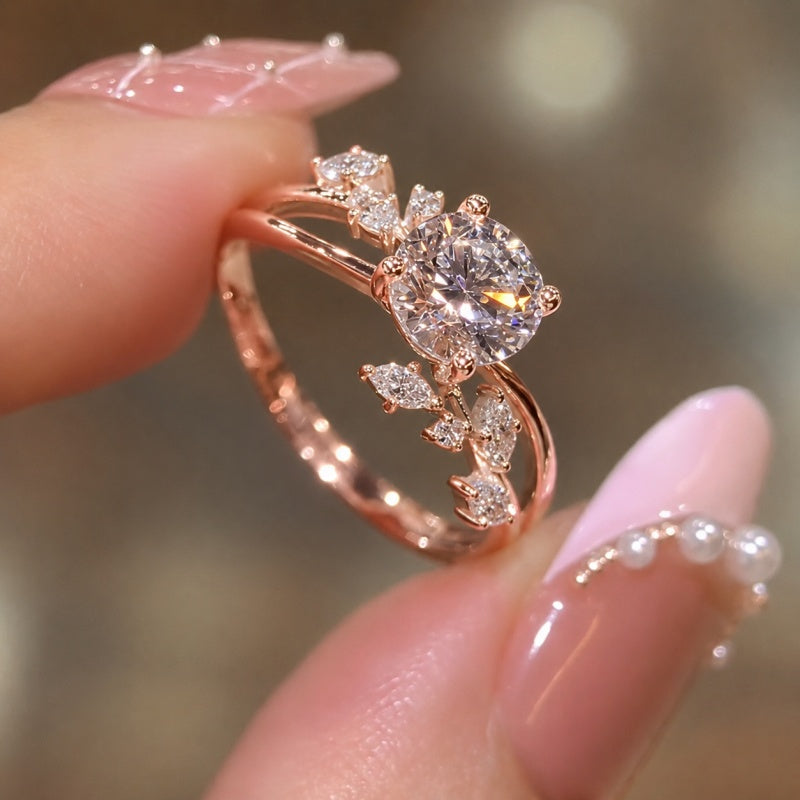 Botanical Vine Round Cut 2.0ct Engagement Ring In Sterling Silver