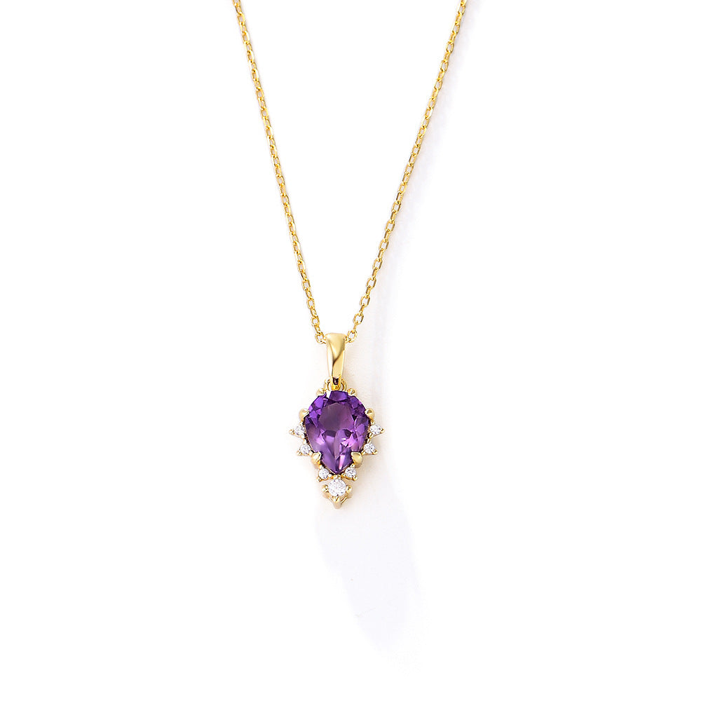 Pear Amethyst Pendant Necklace