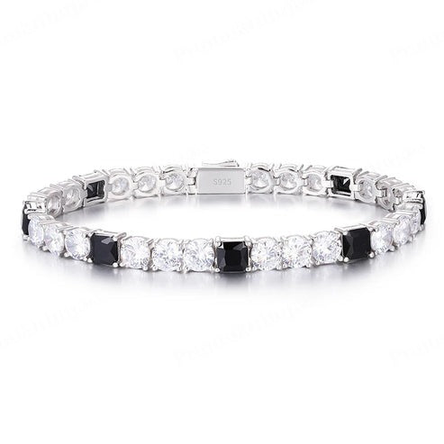 Handmade Black Moissanite Sterling Silver Iced Out Tennis Bracelet