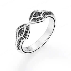 Black Moissanite Studded 925 Sterling Silver Antique Adjustable Gothic Ring