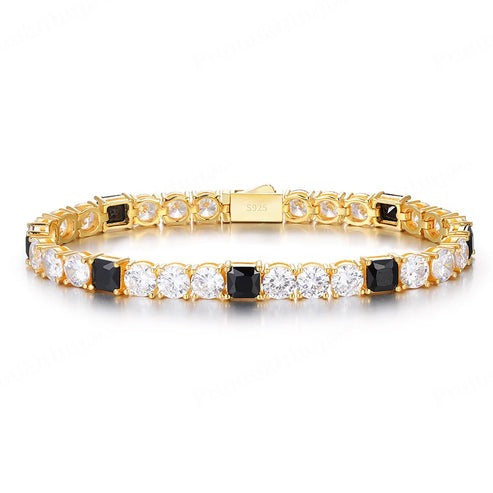 Handmade Black Moissanite Sterling Silver Iced Out Tennis Bracelet