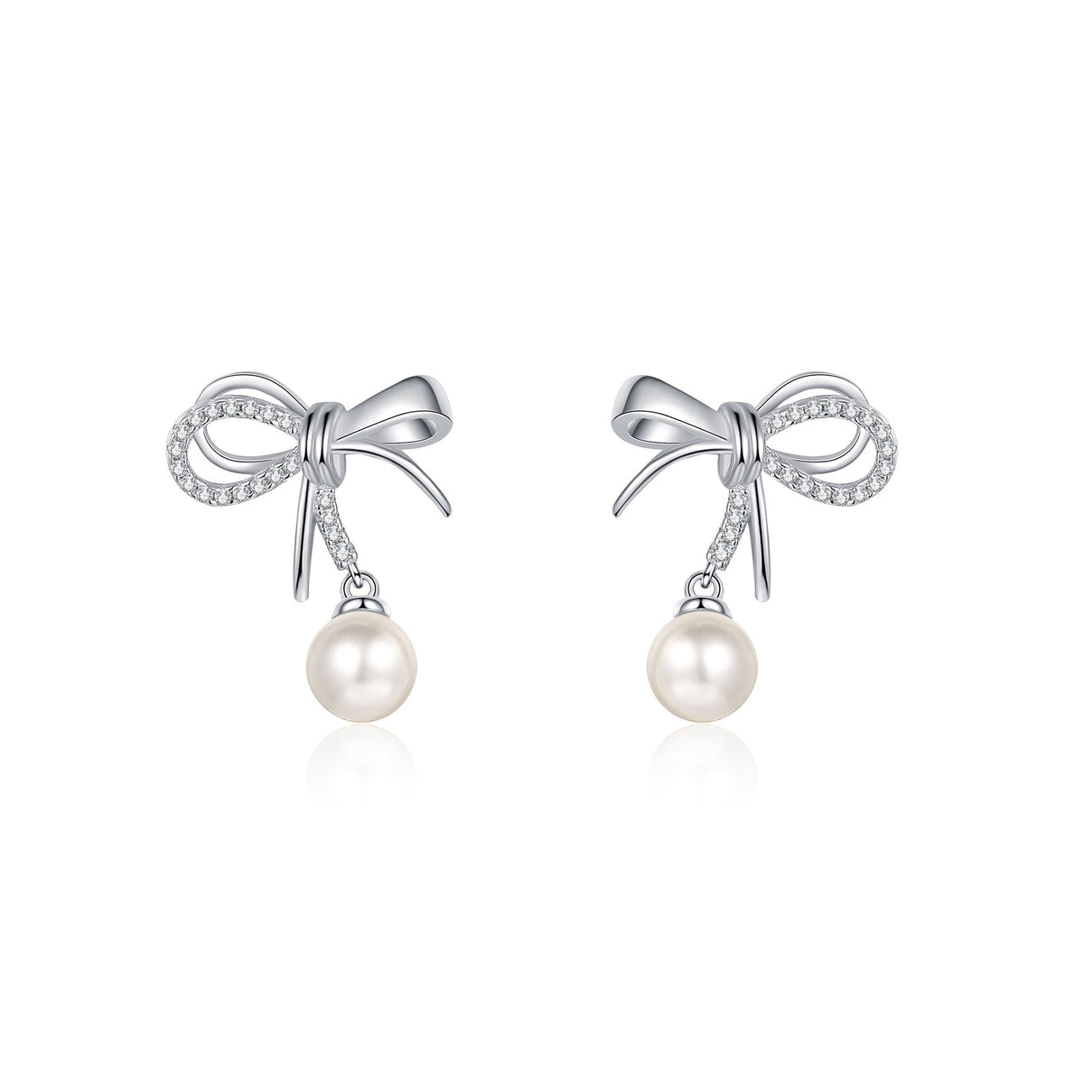 Bow Pearl Drop Earrings