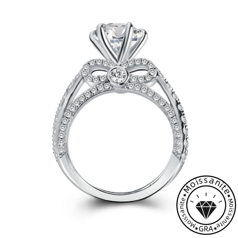 Solarii Moissanite 3.0ct Bow Base Design Sterling Silver Engagement Ring