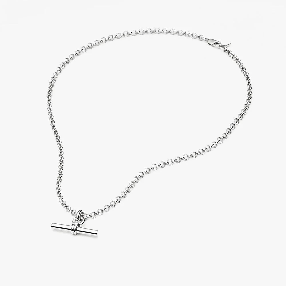 The T-Bar Link | White Gold Plated Chunky Silver Chain Necklace