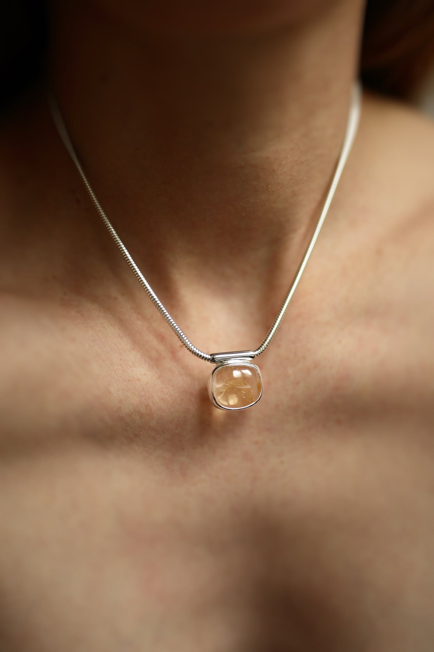 RECTANGULAR CITRINE NECKLACE