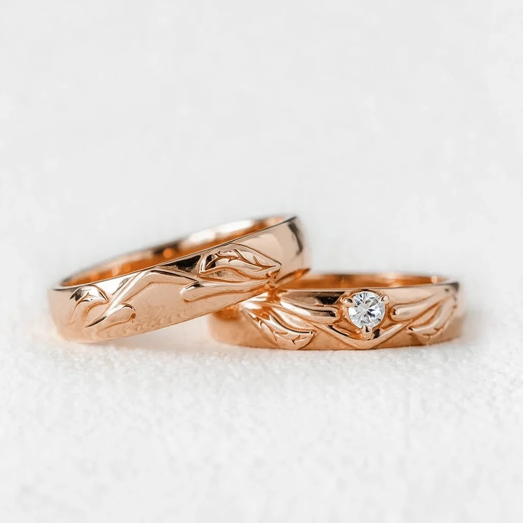 The Eternal Vine | Diamond Intertwined Wedding Couple Band