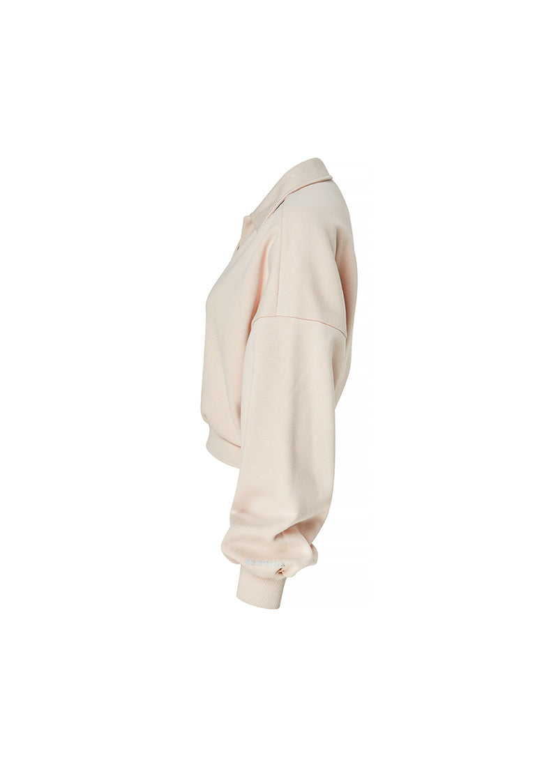 Fine Cotton Open Collar Sweatshirt