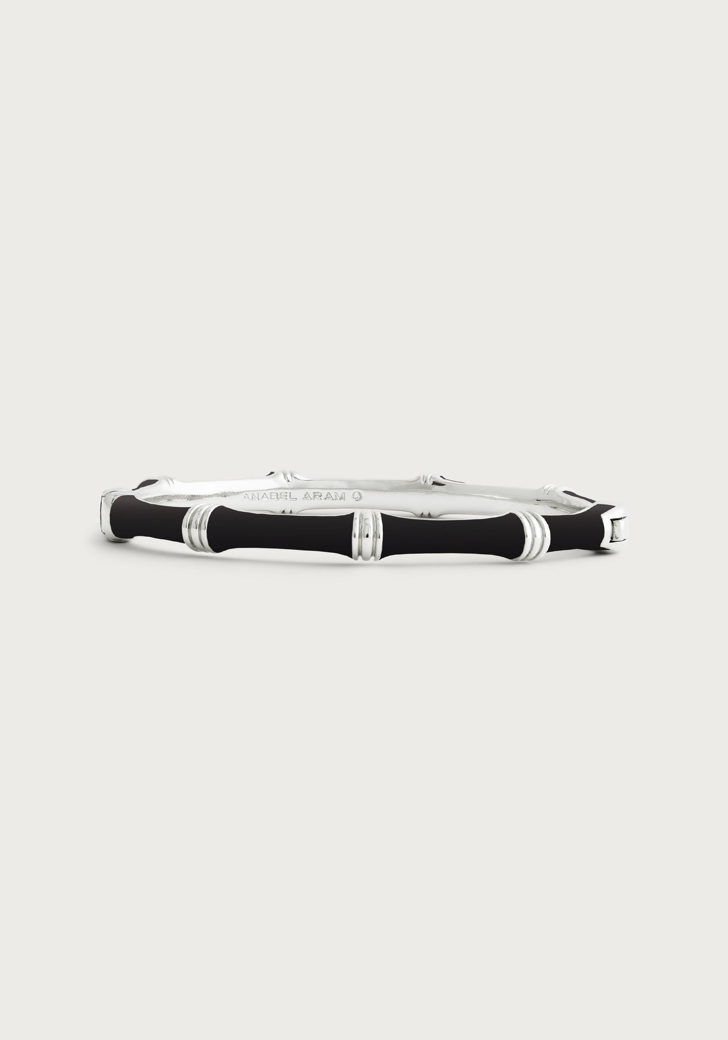 Bamboo Enameled Hinged Bangle, Silver