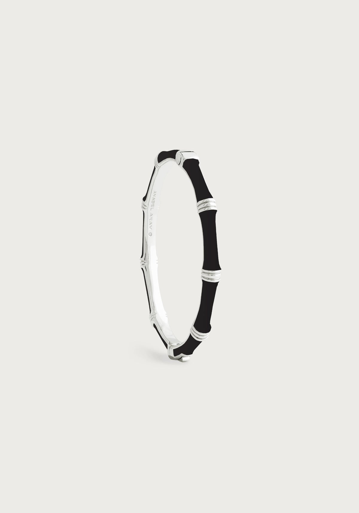 Bamboo Enameled Hinged Bangle, Silver