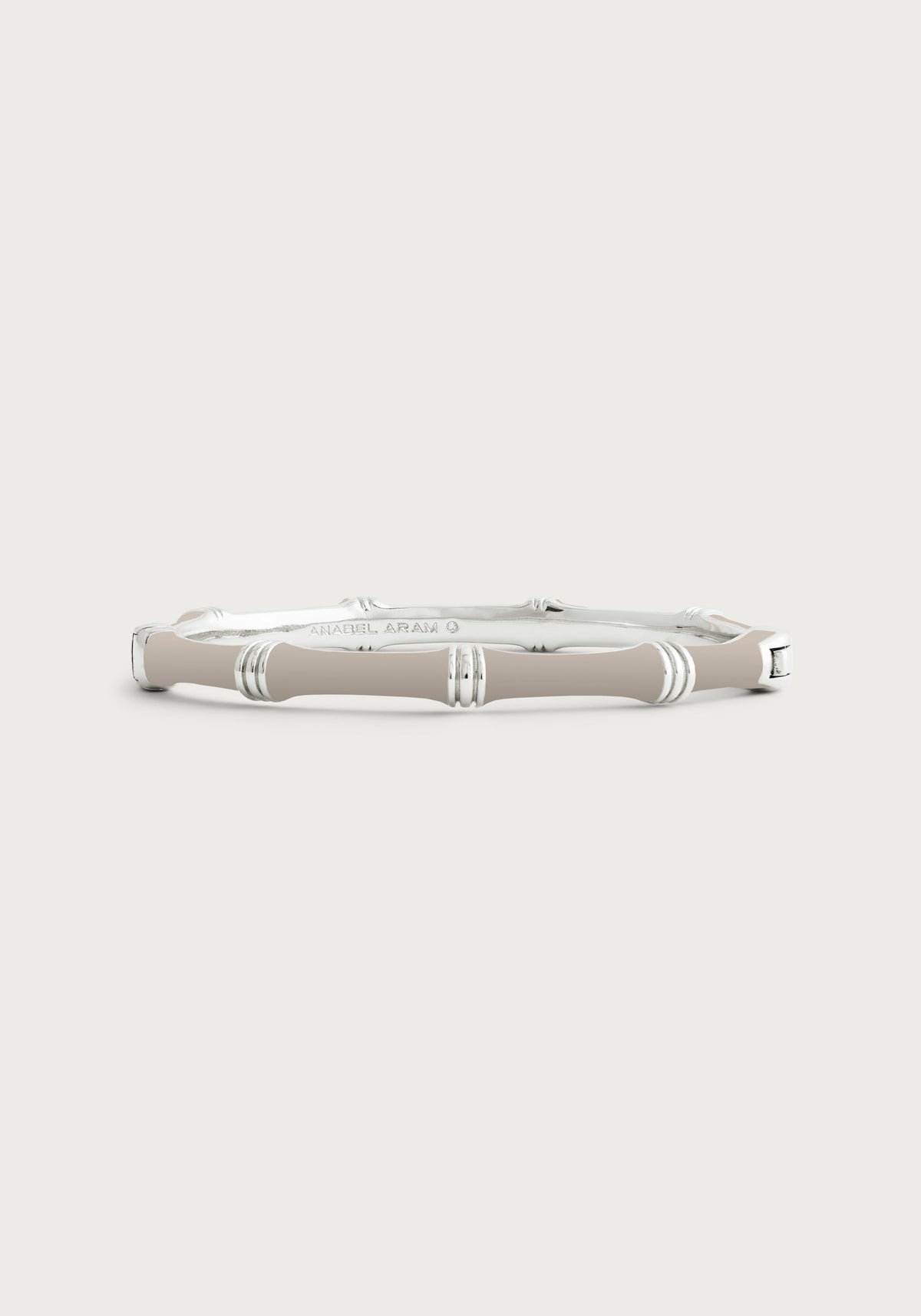 Bamboo Enameled Hinged Bangle, Silver