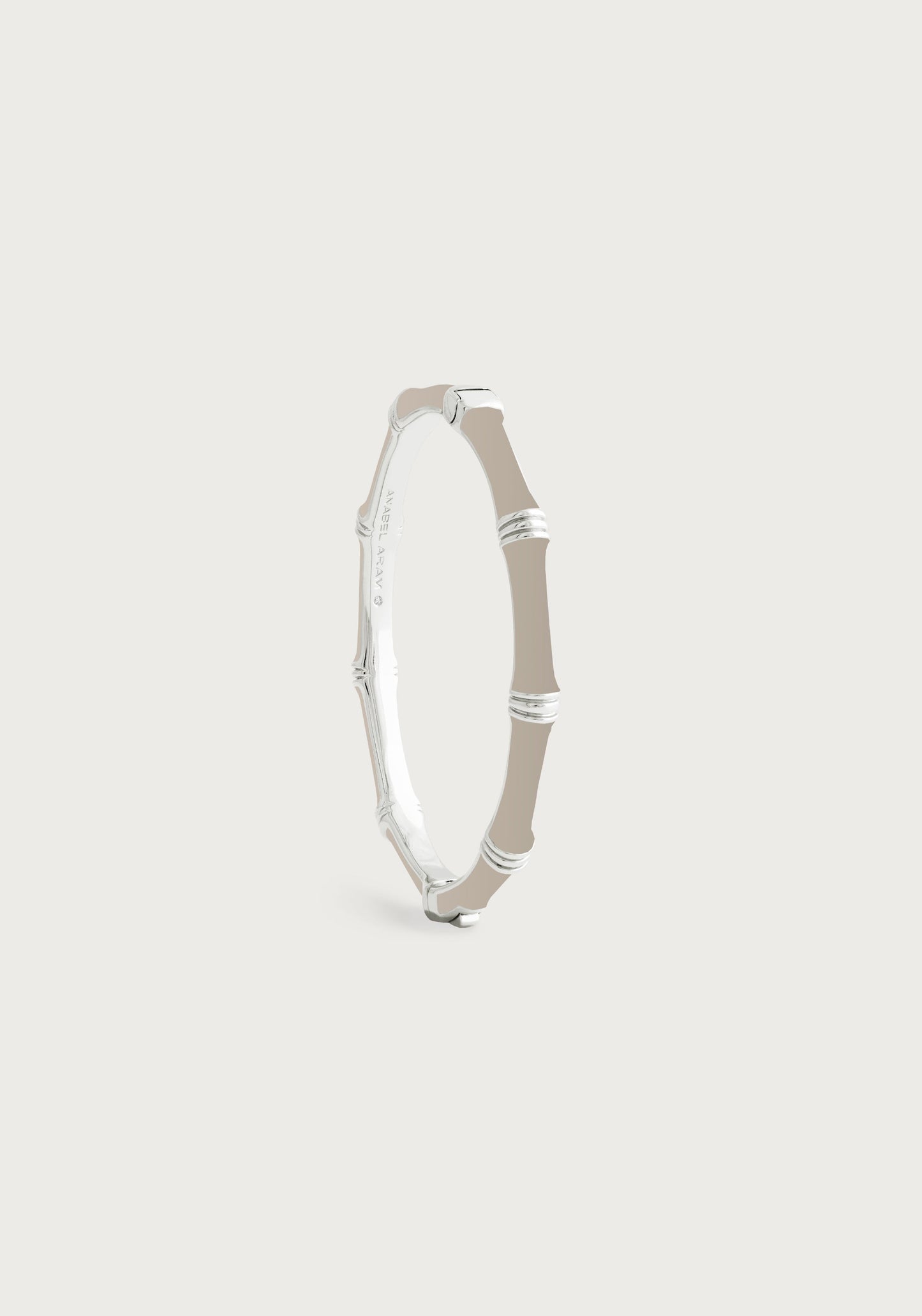 Bamboo Enameled Hinged Bangle, Silver
