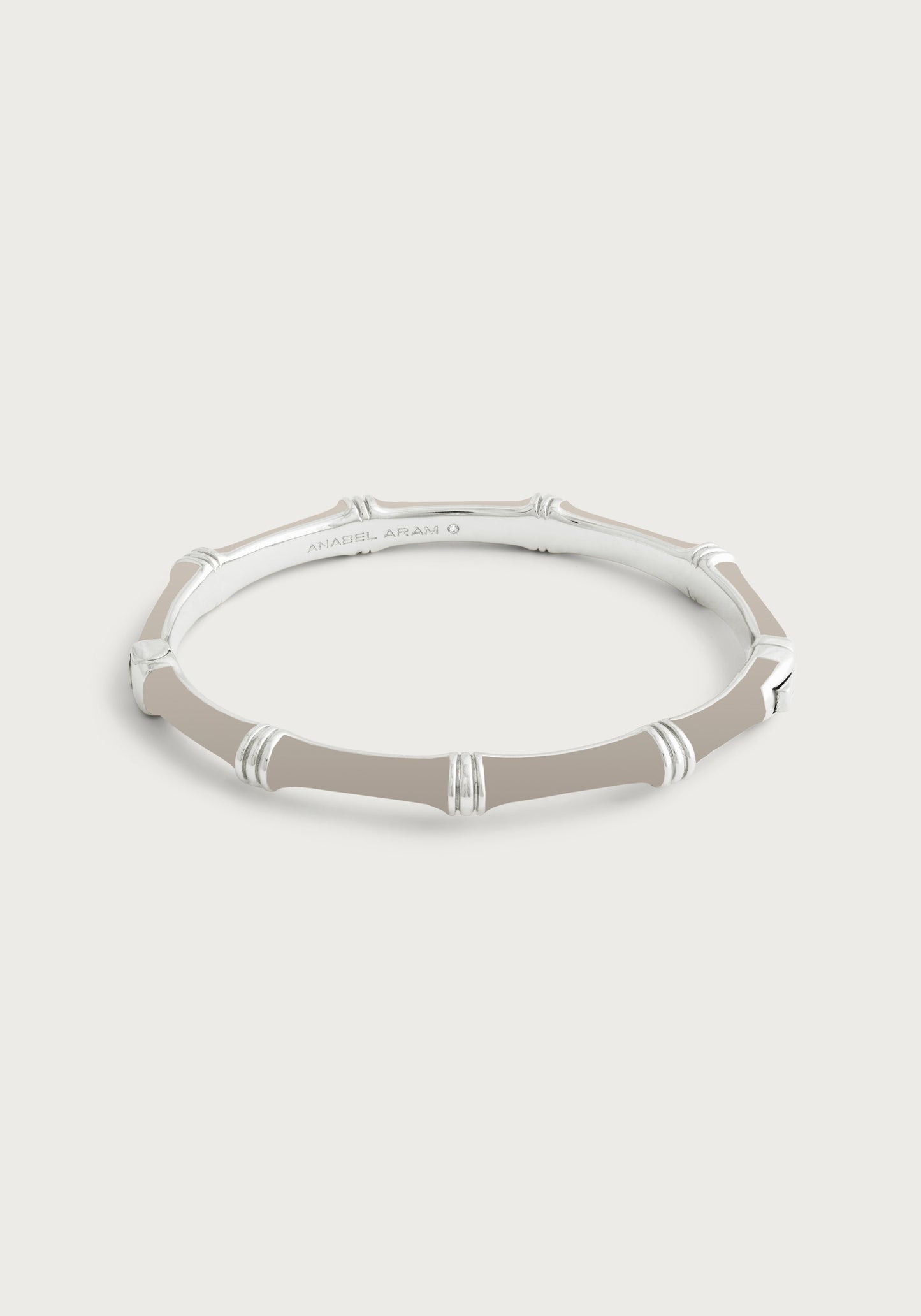 Bamboo Enameled Hinged Bangle, Silver