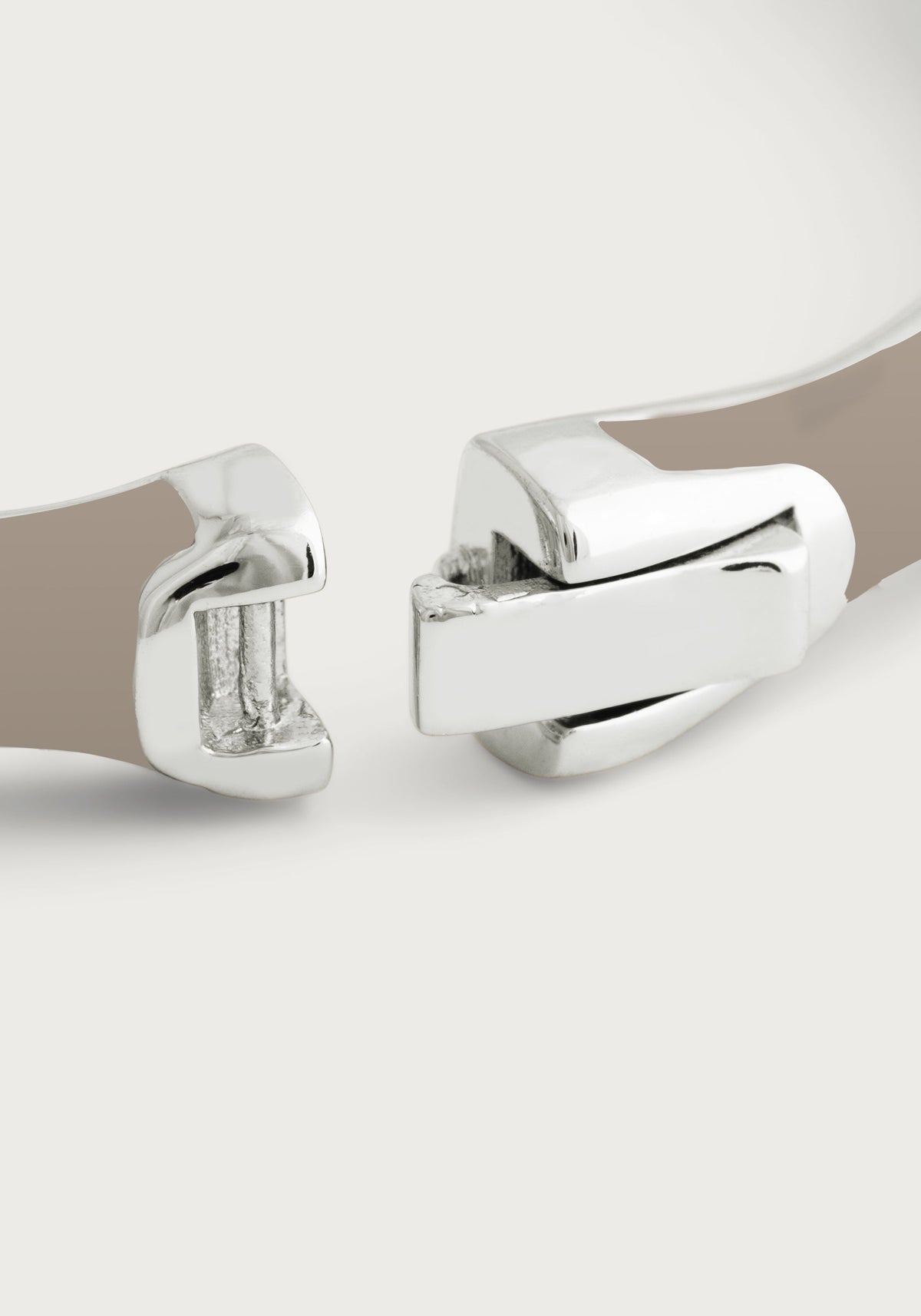 Bamboo Enameled Hinged Bangle, Silver