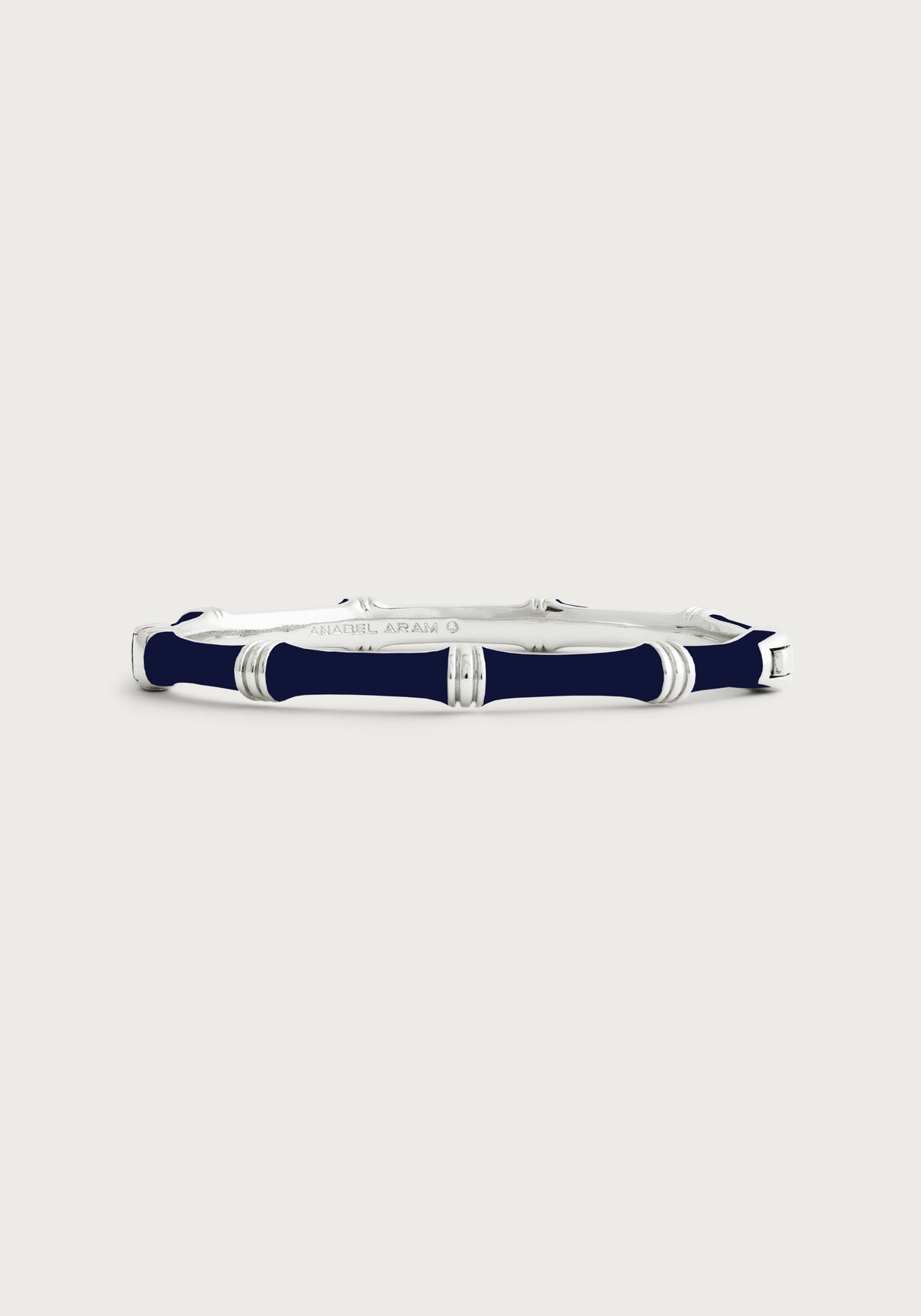 Bamboo Enameled Hinged Bangle, Silver