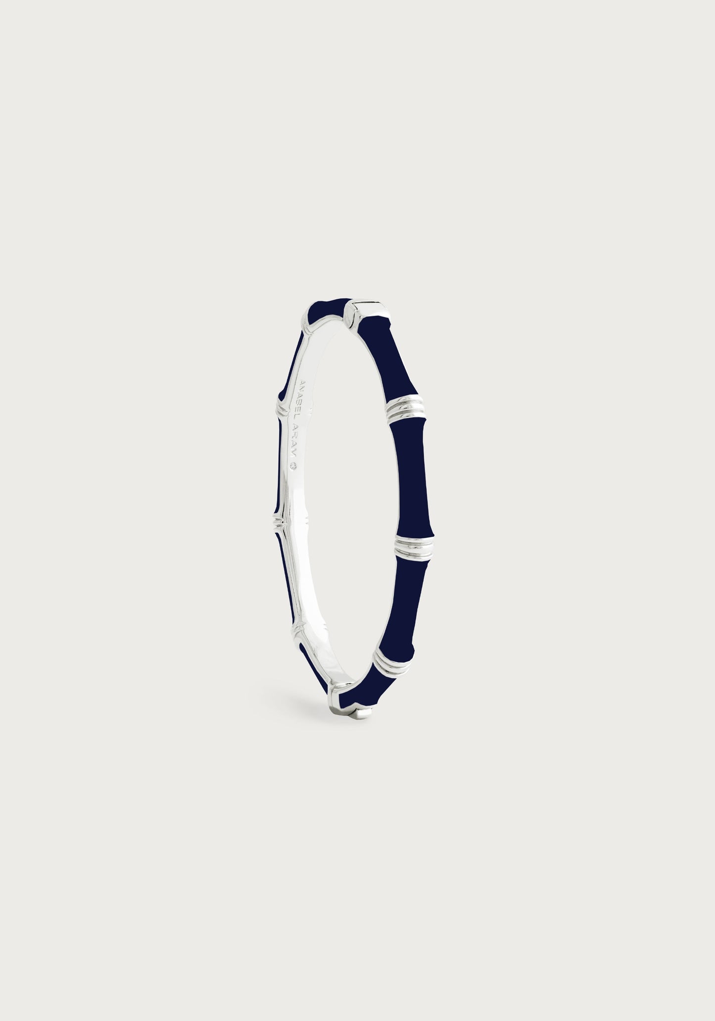 Bamboo Enameled Hinged Bangle, Silver