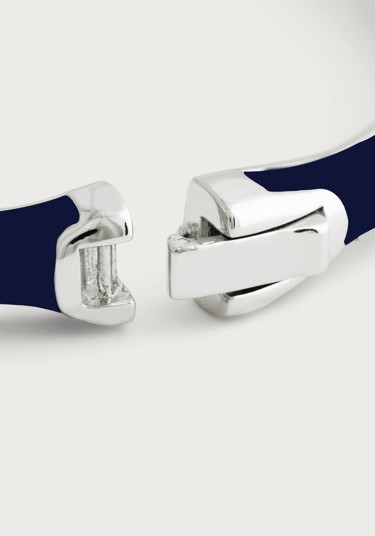 Bamboo Enameled Hinged Bangle, Silver