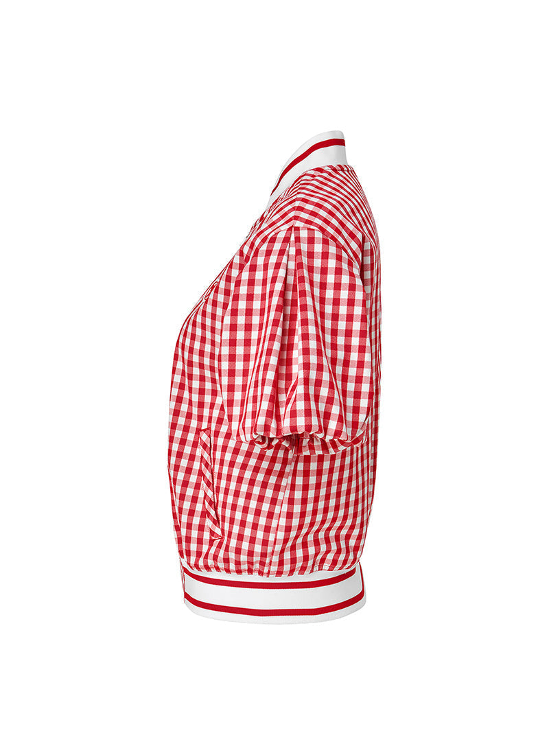 Check Puff Short-Sleeve Jumper