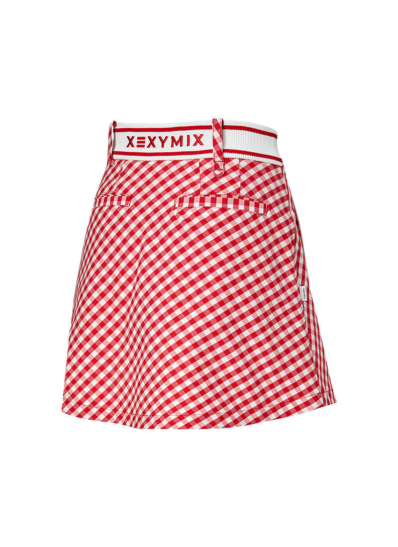 Check Flare Skirt