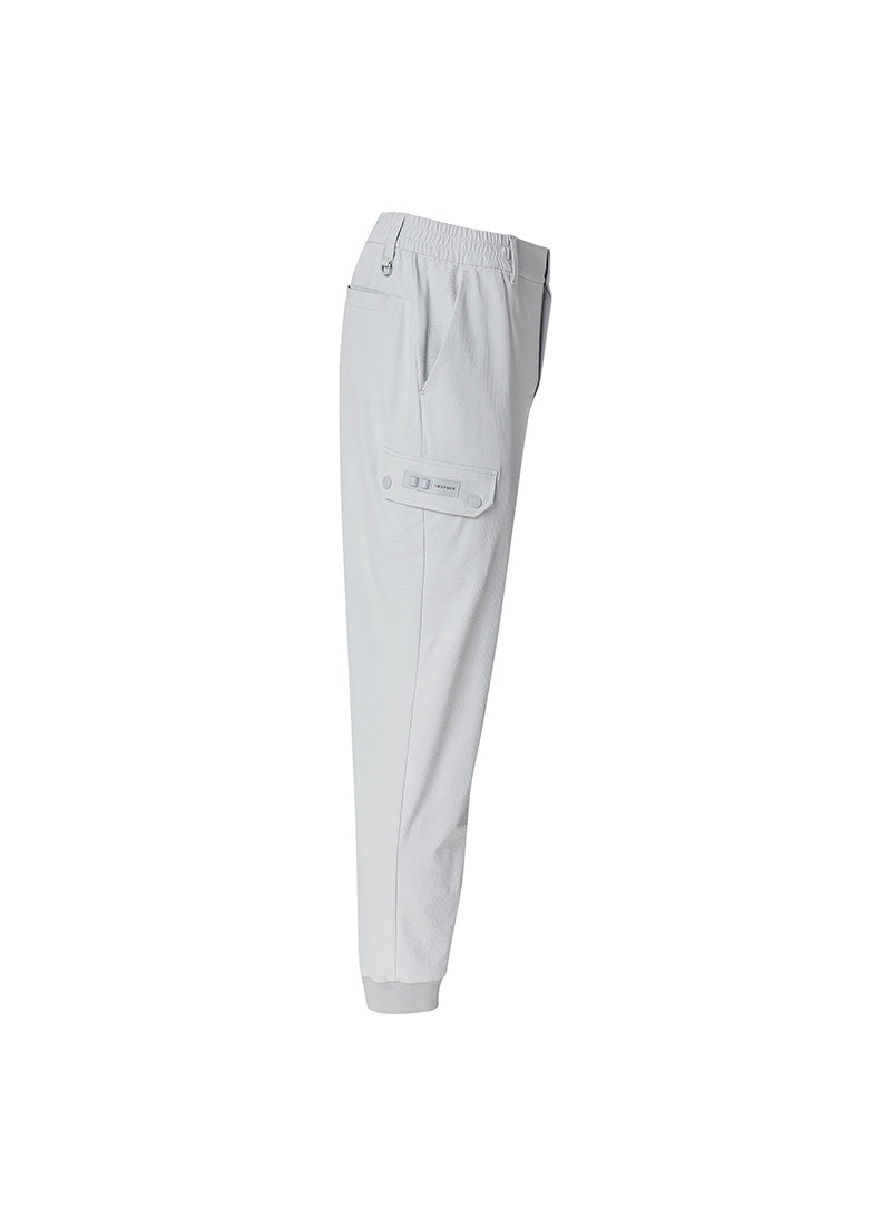 Seersucker Stretch Cargo Jogger Pants