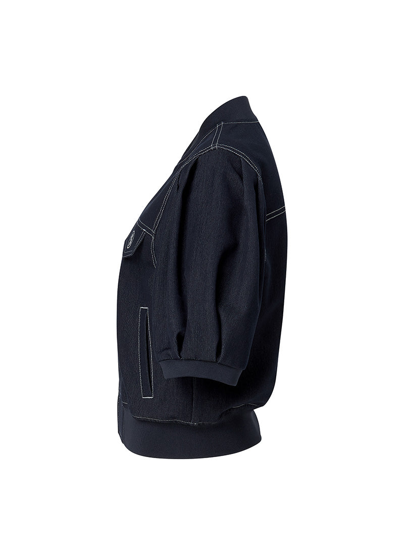 Denim-Like Puff Short Sleeve Jumper