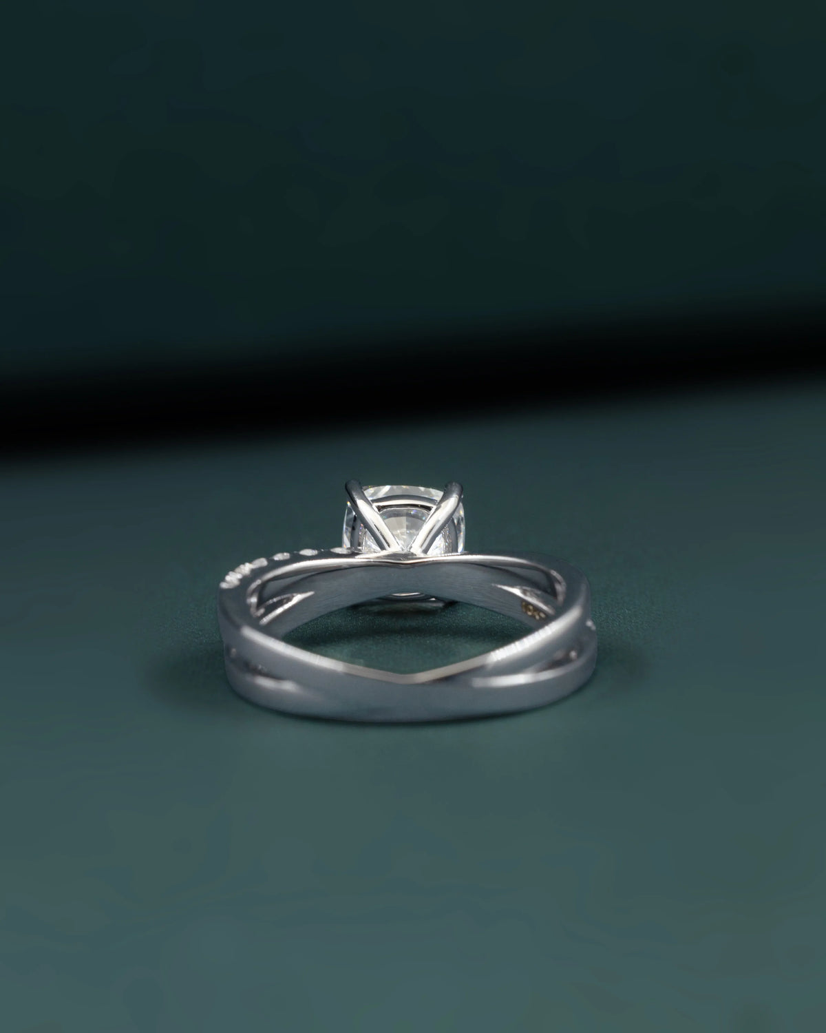 2.40 CTW Cushion Cut Lab-Grown Diamond Curved Pave Engagement Ring