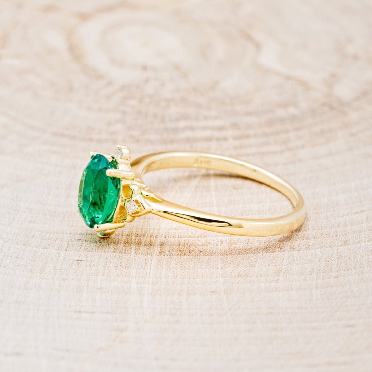 "Zella" - Lab-Grown Emerald Engagement Ring With Diamond Accents