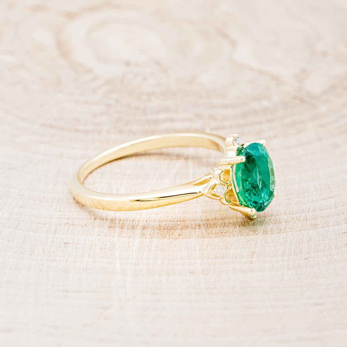 "Zella" - Lab-Grown Emerald Engagement Ring With Diamond Accents