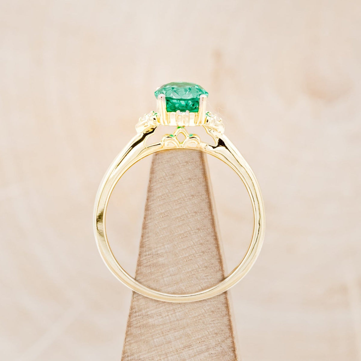 "Zella" - Lab-Grown Emerald Engagement Ring With Diamond Accents